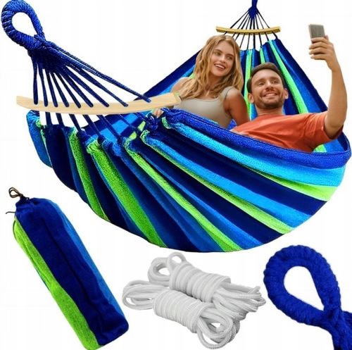 DUŻY HAMAK OGRODOWY NA STELAŻU 2-OSOBOWY WISZĄCY BUJAK HUŚTAWKA + POKROWIEC na Arena.pl