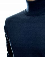 Sweter męski z golfem golf z wełny wełniany M indygo ciemne 505