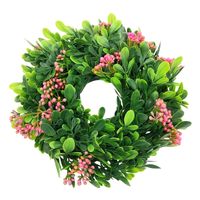 WIANEK NA DRZWI JESIENNY BUKSZPANOWY STROIK WIENIEC NA GRÓB CMENTARZ 25cm