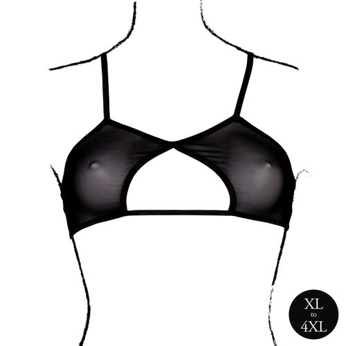 Keyhole Mesh Bra With Double Back Straps And Adjustable Sliders - Plus Size na Arena.pl