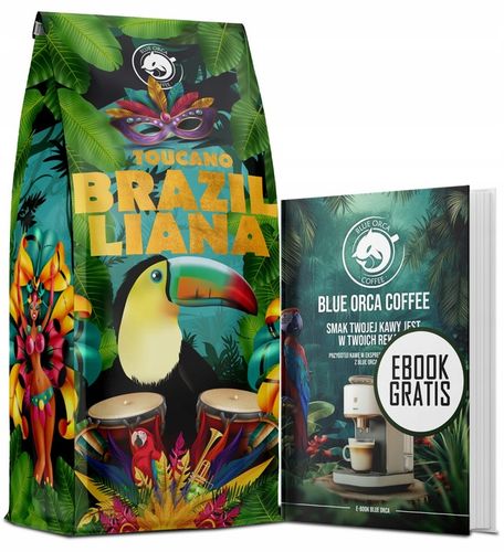 Kawa ziarnista 1kg BRAZILLIANA TOUCANO Świeżo Palona 100% ARABICA + GRATIS na Arena.pl