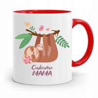 Kubek Czerwony Prezent Dla Cudownej Mamy Matki Z Nadrukiem Ze Zdjęciem