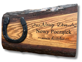 Oryginalny prezent na parapetówkę nowy dom deska z podkową do powieszenia