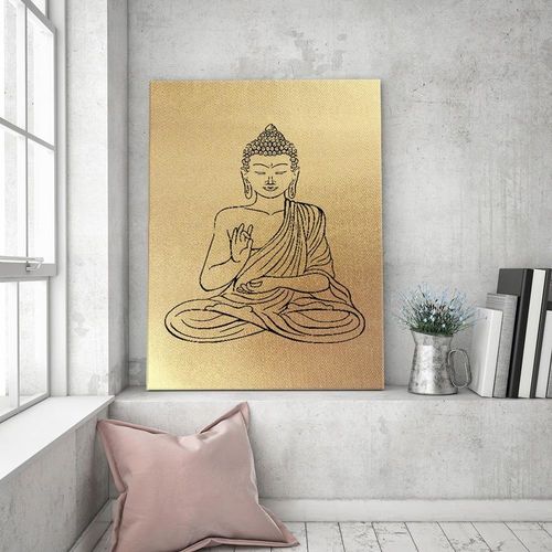 Obraz na płótnie - złoty Canvas, Budda 2 70x100 na Arena.pl