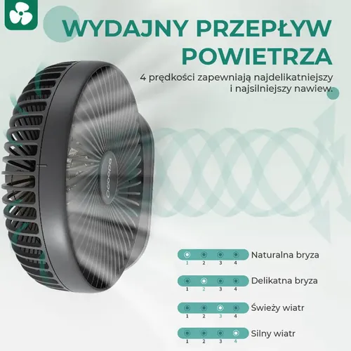 Wentylator stołowy Ocoopa D77 black akumulator USB oscylator na Arena.pl