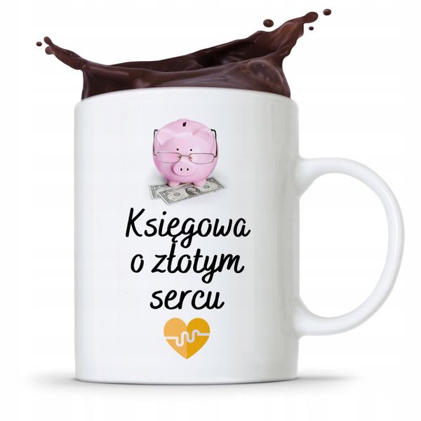 Kubek Księgowej Księgowego Księgowa O Złotym Sercu Z Nadrukiem Ze Zdjęciem zdjęcie 1