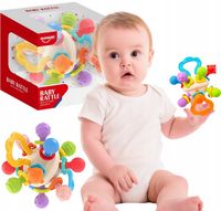 ZABAWKA SENSORYCZNA KOLOROWA GRYZAK GRZECHOTKA KULA WYPUSTKI