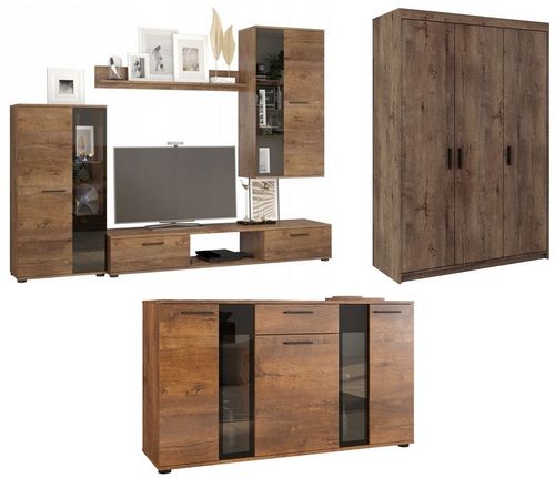 Zestaw meble pokojowe Meblościanka Szafa Komoda do salonu Biały na Arena.pl