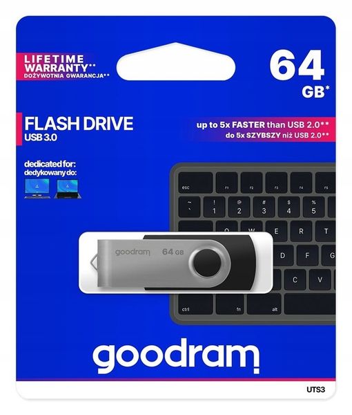 Pendrive 64GB GOODRAM Twister USB 3.0 czarny zdjęcie 2