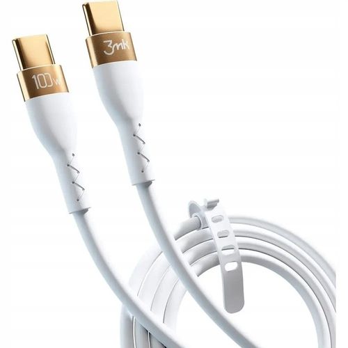 3MK HyperSilicone Cable USB-C/USB-C kabel 2m 100W Biały/White na Arena.pl