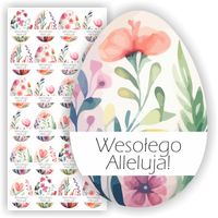 NAKLEJKI jajka kwiaty kolorowe WIELKANOCNE prezent kartkę 24 szt. 5 cm