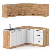 Meble Kuchenne Modułowe Drewniane Duże Danka 3.2m Wotan Dąb Wotan Biały Mat