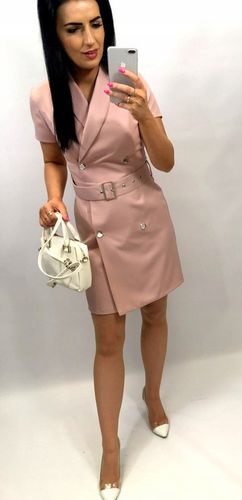 Sukienki Damskie na Komunię Chrzciny Sukienka Elegancka Ołówkowa Róż M na Arena.pl