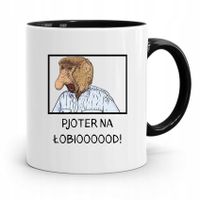 Kubek Czarny Nosacz Janusz Pjoter Na Łobioood Z Nadrukiem Ze Zdjęciem