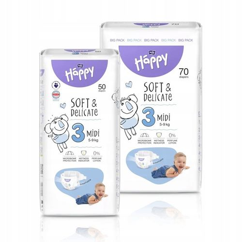 Pieluszki Bella Happy 3 Midi 5-9kg 70 szt. BIG PACK na Arena.pl