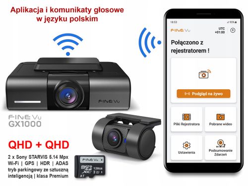 Rejestrator FineVu GX1000 wideorejestrator QHD QHD Wi-Fi GPS RADARY na Arena.pl