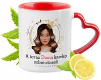 Dla Diany Kubek Czerwony Z Uszkiem W Kształcie Serca Na Prezent