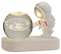 Lampka Astronauta z Kryształową Kulą - Układ Słoneczny LED