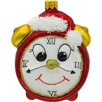 Bombka choinkowa ręcznie malowana - Zegar Świąteczny Budzik: czerwony