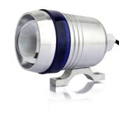 Halogen motocyklowy srebrny U3 z niebieskim ringiem LED CREE