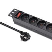 Qoltec Aluminiowa Listwa zasilająca PDU do RACK 10''1U 16A 4xFRENCH