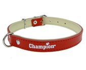 Skórzana obroża dla psa z miękkim podszyciem - Champion 50cm/1,8cm czerwona