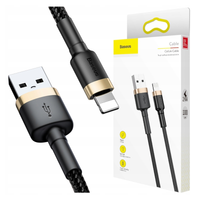 Kabel USB Lightning  Baseus Cafule 2.4A 1m (złoto-czarny)