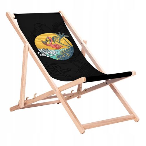 Leżak Drewniany z Gotowymi Nadrukami Summer Vibes Black Bukowe Leżaki KN138 na Arena.pl