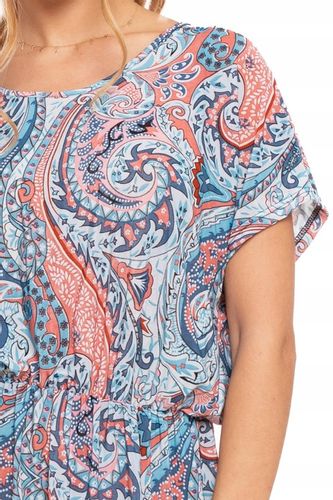 Krótka Sukienka Damska Rozkloszowana Zwiewna Kolorowa Wzorzysta MORAJ S/M na Arena.pl