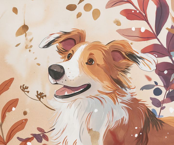 Plakat 60x50cm Collie Jesienną Porą zdjęcie 1