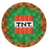 Talerzyki papierowe Piksele TNT urodziny Mineraft 18cm 6szt.
