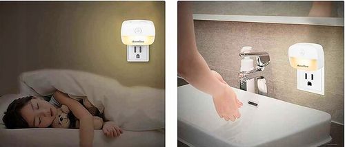 Lampka nocna DO GNIAZDKA LED z czujnikiem 3 TRTBY ŚWIATŁA ruchu kontaktu na Arena.pl