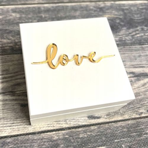 PUDEŁKO na Obrączki na Ślub BIAŁE + ZŁOTE dekory na Arena.pl