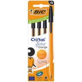 bic cristal fine orange długopis czarny 4 sztuki