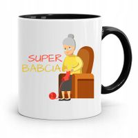 Kubek Czarny Dzień Babci Super Babcia Prezent Z Nadrukiem Ze Zdjęciem