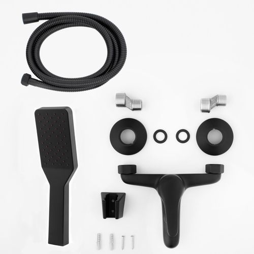 Bateria wannowa ścienna z prysznicem czarna kran do wanny wąż słuchawka na Arena.pl