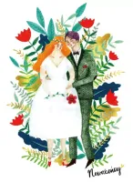 Karnet B6 Ślub Para W Kwiatach