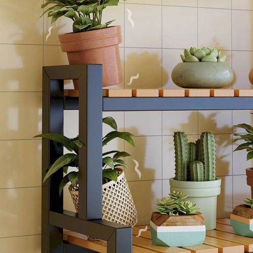 Kwietnik stojak 3-poziomowy 80x40x95 cm czarny na Arena.pl