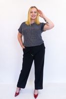 Błyszczący Kombinezon Damski z Czarnymi Spodniami Czarno-Srebrny 42