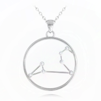 MINET Srebrny naszyjnik Stars Zodiac LEW Czech Crystal