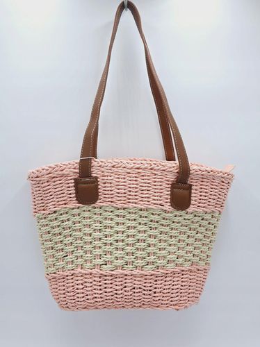 Maxfly - modna torebka koszyk pleciony różowo-beżowy L0102 na Arena.pl