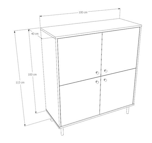 Wysoka komoda czterodrzwiowa Venus kaszmir złote metalowe nóżki na Arena.pl