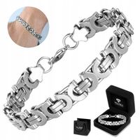 SREBRNA BRANSOLETKA Męska PREMIUM Bransoleta PANCERKA KRÓLEWSKI Prezent