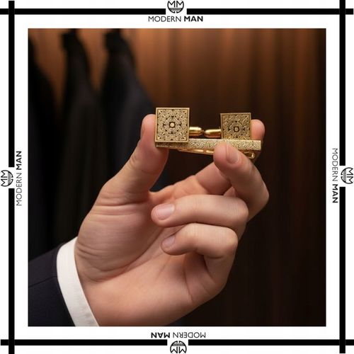 ZESTAW SPINKI DO MANKIETÓW I KRAWATU ZŁOTE NOWOCZESNE PREZENT DLA NIEGO na Arena.pl