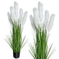 SZTUCZNA TRAWA W DONICZCE FEJKA ROŚLINA PAMPASOWA GĘSTA 85 cm BIAŁĘ KWIATY