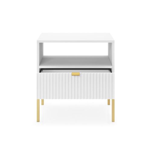 Szafka nocna Nova S-54 w kolorze białym glamour złoty stelaż na Arena.pl