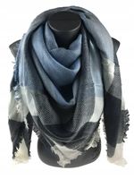 Jordan Collection miękka i ciepła chusta krata błękit szary 2# 140x140cm