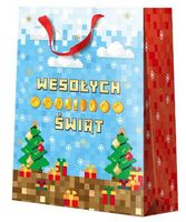 Torebka prezentowa - Piksele Wesołych Świąt - 2XL