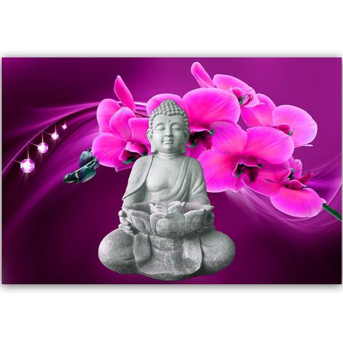 Obraz na płótnie - Canvas, Budda z orchideami 1 60x40 na Arena.pl