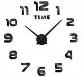 DUŻY ZEGAR ŚCIENNY DIY NAKLEJANY NOWOCZESNY CZARNY CICHY NA ŚCIANĘ